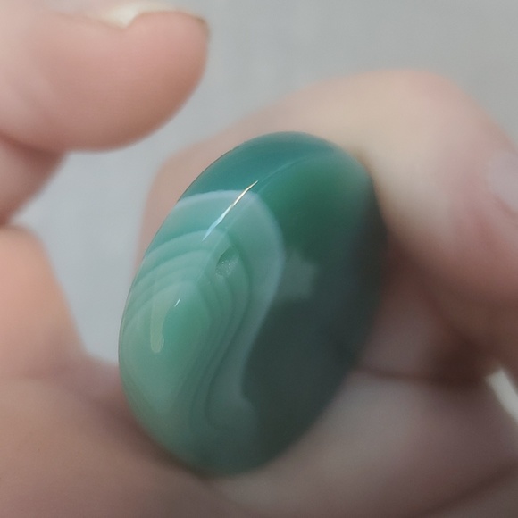 New Hand Carved Gemini Green Onyx Agate Oval Pendant Amulet. - Picture 4 of 6